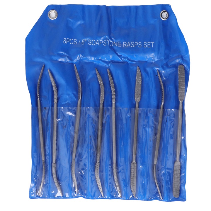 Set 8 Piese Rasp File Dublu Capat, Enforose, Otel Aliat, 20.3cm, pentru Sculptura si Polizare