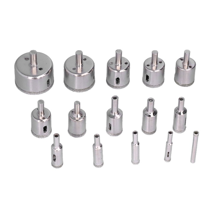 Set 15 Piese Burghie pentru Gaurit Marmura Enforose 6-50mm, Viteza Rapida de Gaurire, Diamante