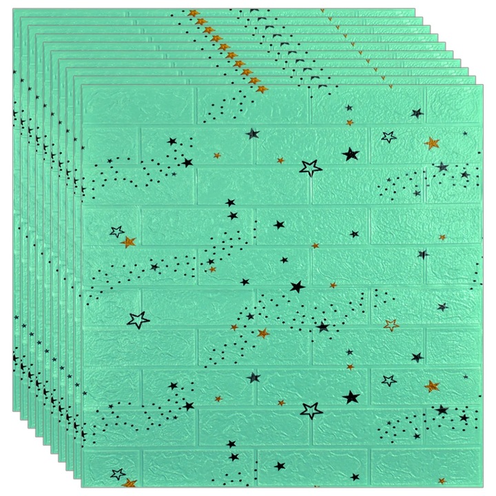 Комплект от 10 тапета, NEXTLY, самозалепващи се, 3D, тухлен дизайн, за стена или таван, водоустойчив, регулируем, здраво лепило, лесен за монтаж, покривна площ 5,3 кв.м, 70x77 см, код 55
