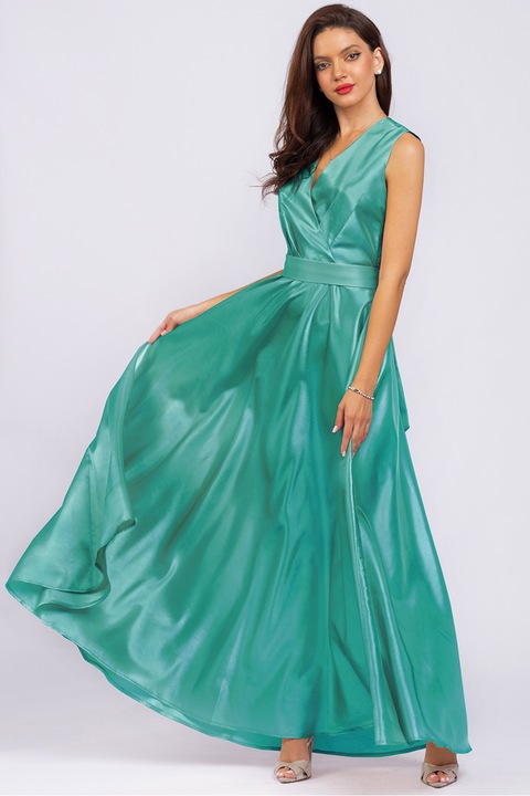 CAMISSI, Rochie lunga fara maneci cu buzunare laaterale, Verde menta