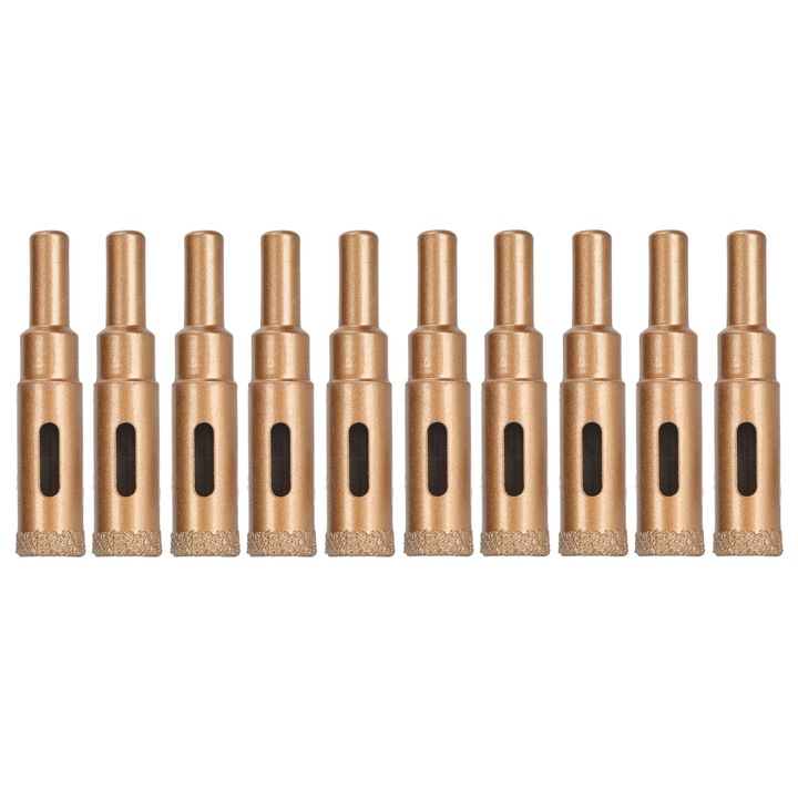 Set 10 Piese Bormasini Diamant pentru Gaurit Sticla, Granit, Marmura, 14mm