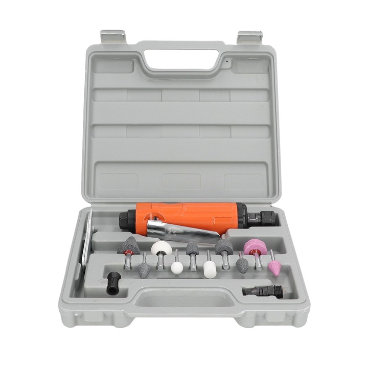 Set polizor pneumatic Enforose, 22000rpm, 3mm si 6mm, portabil, culoare portocalie