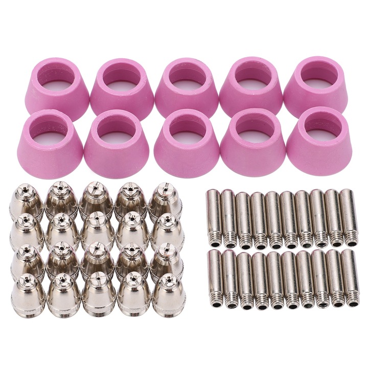 Set consumabile pentru torta de taiere cu plasma Enforose, electrozi, duze ceramice, 20 electrozi, 20 varfuri de contact, 10 duze ceramice