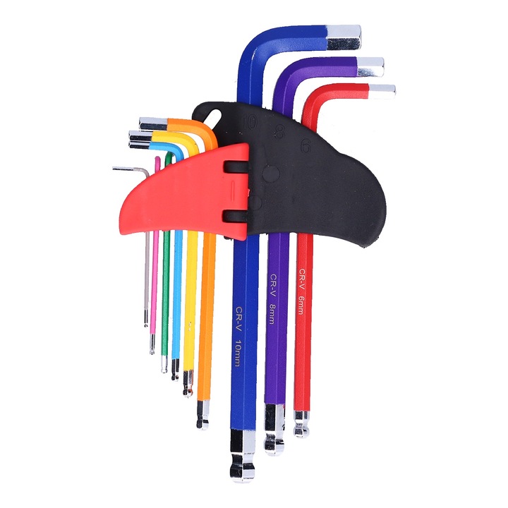 Set 9 Chei Hexagonale Enforose, Otel Chrome-Vanadiu, Multicolor, Dimensiuni variate