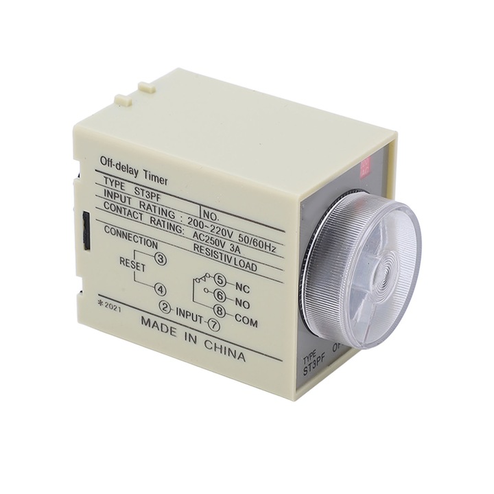 Реле за забавяне при изключване Enforose, AC200-220V, PVC корпус, щепселен монтаж