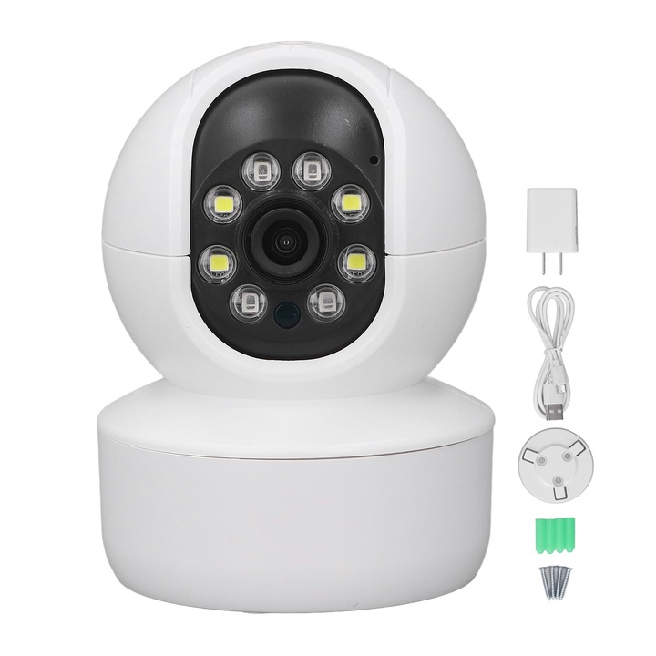 Camera de supraveghere, Jormftte, HD, 720P, wireless, viziune nocturnă, Alb