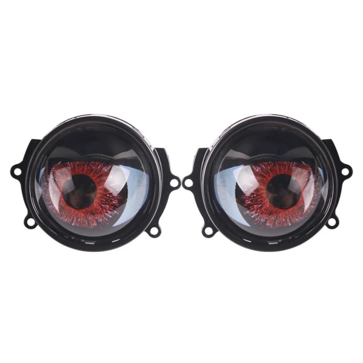 Комплект от 2 лупи Devil Eyes с 3-инчов LED дисплей, Wi-Fi контрол, 8 режима на осветяване, идеални за модернизирани фарове или проектори, съвместими с различни модели автомобили, устойчивост на IP67 AutoREY®