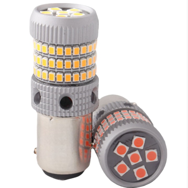 2 db led autó izzó készlet BAY15D 1157/P21/5W, 78LED, piros lámpa 2 fázissal, helyzet és fékállás, BZRSH