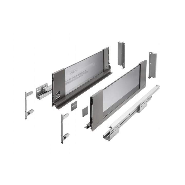 Sertar AXIS PRO GLASS L550 inalt H167 latura din sticla inchidere silentioasa antracit