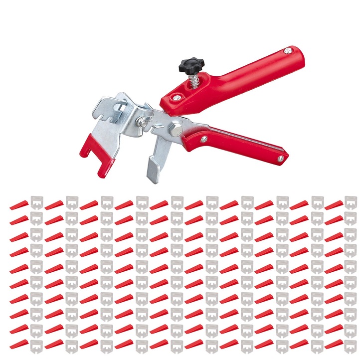 Set sistem nivelare gresie 100Pcs, Enforose, spacere transparente 1.5mm, cleste inclus