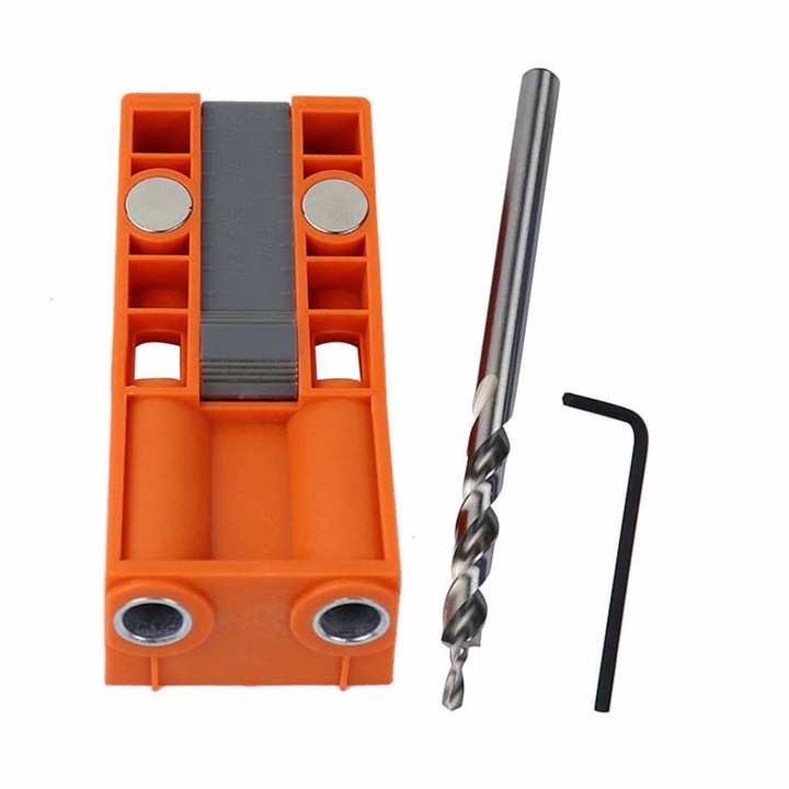 Ghidaj pentru gauri inclinate, Enforose, 15 grade, ABS, 17.5cm, set cu cheie hexagonala, pentru prelucrare lemn