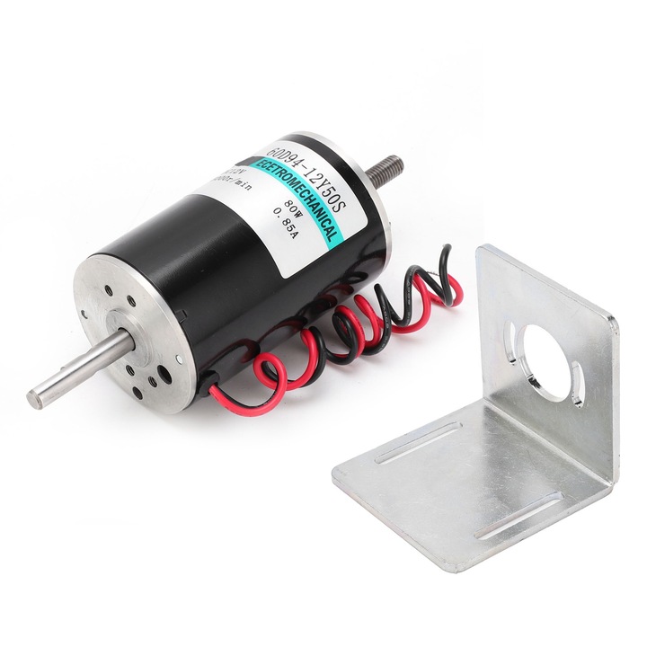 80W nagysebességű DC motor mikro CW CCW dupla kimeneti tengely sebességszabályozás 12V XD60D9412Y50S (tartóval) Enforose