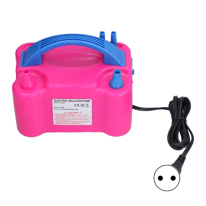 Електрическа помпа за балони, помпа за надуване на балони с двойна дюза за декорация, парти, спорт (щепсел за ЕС (AC220V))