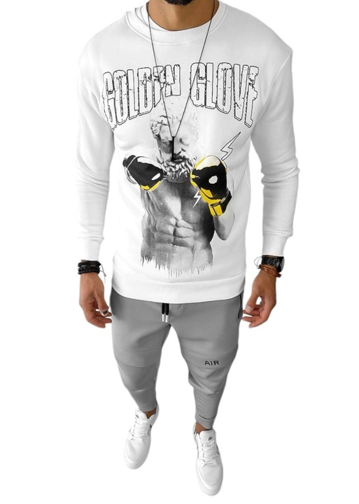 Мъжка блуза с щампа К409, Бял