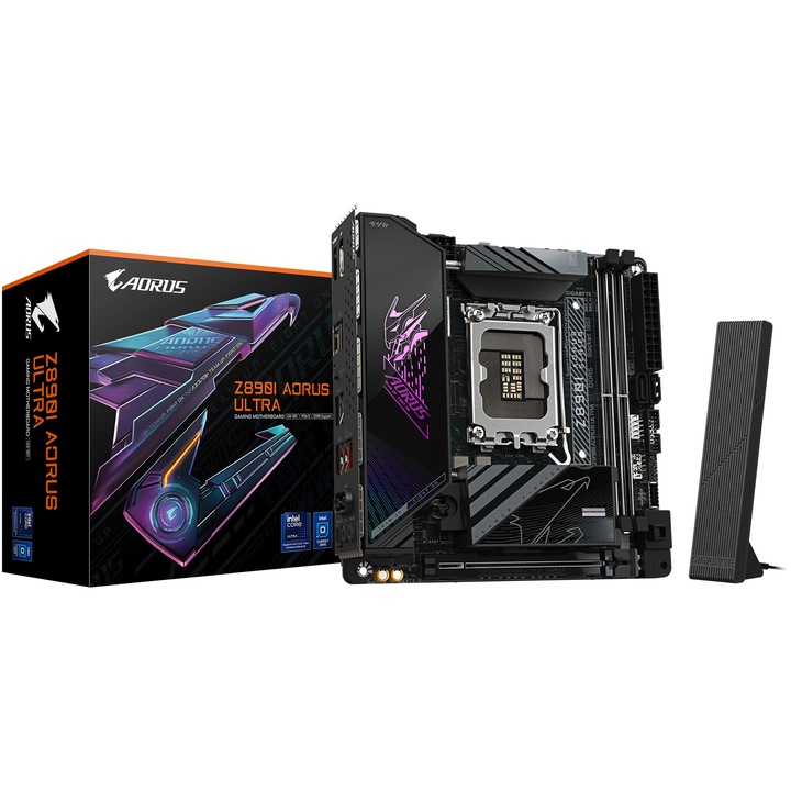 Дънна платка GIGABYTE Z890I AORUS ULTRA, LGA1851, DDR5, BT, Wi-Fi, Mini-ITX, Черен