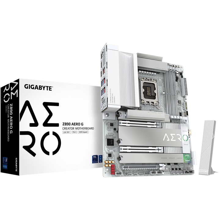 Placa de baza GIGABYTE Z890 AERO G, LGA1851, DDR5, BT, Wi-Fi, ATX, Alb