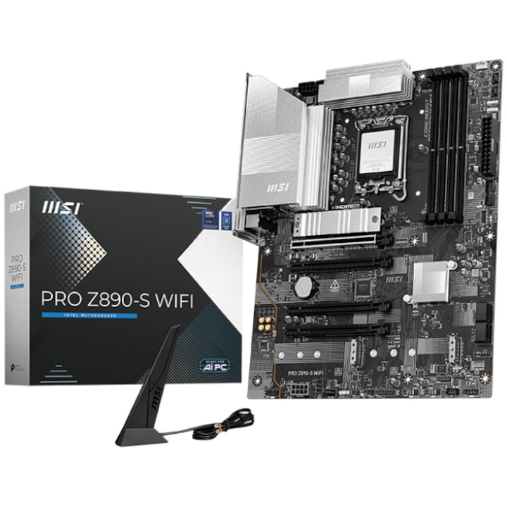 Дънна платка MSI PRO Z890-S WIFI, LGA1851, DDR5, ATX, Черен/Сив
