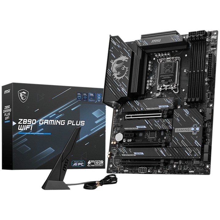 Дънна платка MSI Z890 GAMING PLUS WIFI, LGA1851, DDR5, ATX, Черен