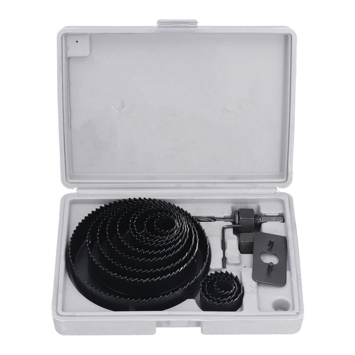 Kit de gaurire Enforose, 16 buc, otel carbon, negru, dimensiuni variate