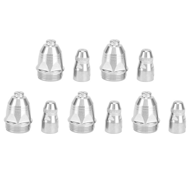 Set consumabile pentru torta de taiere plasma P80, Enforose, 5 electrozi, 5 duze de taiere, cupru rosu, placat cu argint