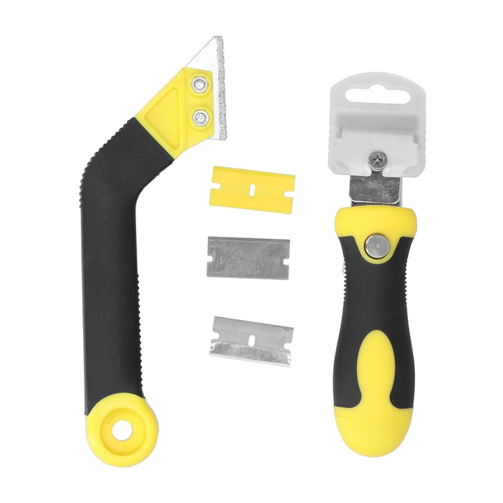 Set raclete multifunctionale Enforose, 2 bucati, galben cu negru, 4 tipuri de lame, 80cm