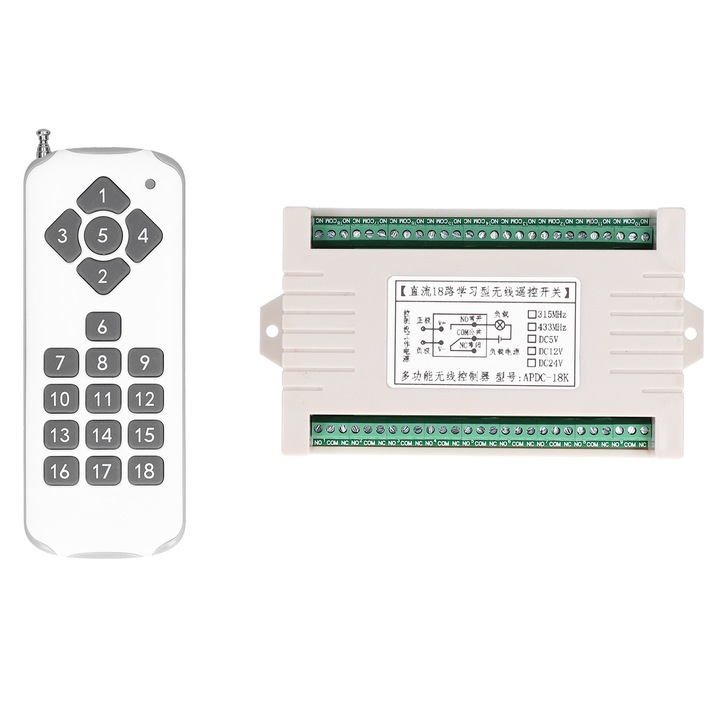 Kit telecomanda fara fir pentru porti electrice, Enforose, cu raza lunga de actiune, 18 cai, 23A