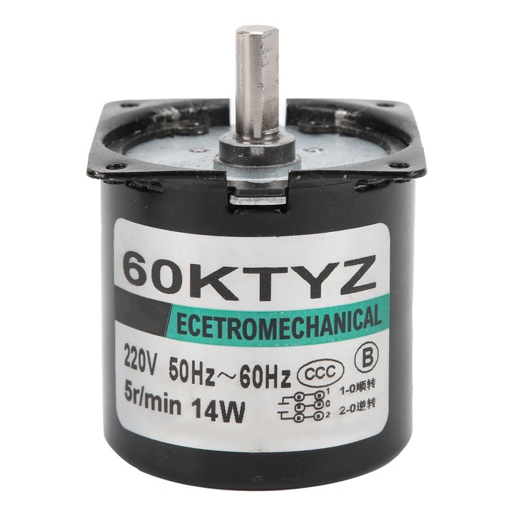 Мотор мини Enforose XD-60KTYZ, 14W, 220V, 38rpm, с метални зъбни колела, компактен, за микромашини, инструменти и микромеханика