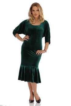Rochie catifea verde Liza Panait R1077E Rochie catifea verde Liza Panait R1077E