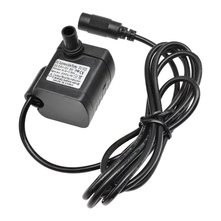 Мини безчеткова потопяема помпа за аквариум, 200L/H, DC 5.5-12V