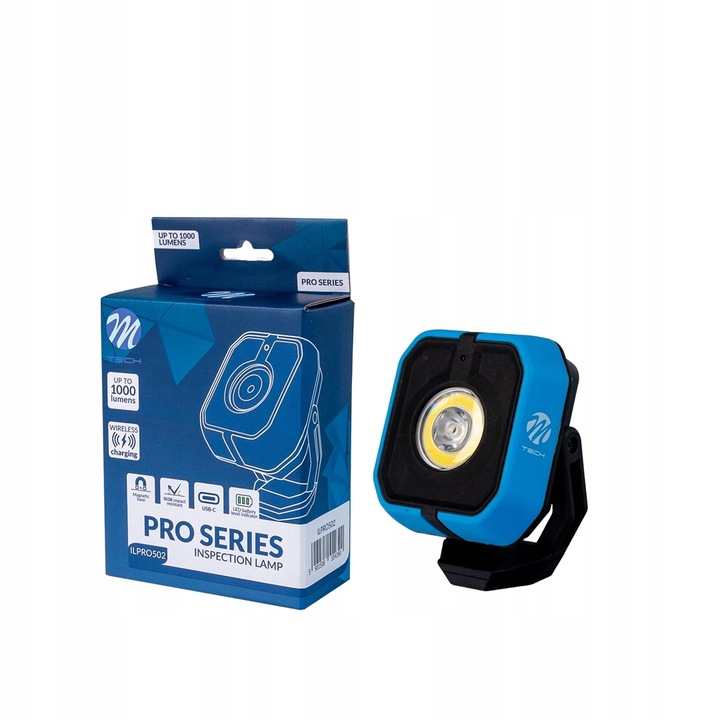 Lampa de lucru NTY ILPRO502, 10W+3W COB, 1000lm, 400lm, cu acumulator Li-ion, IP65, set complet
