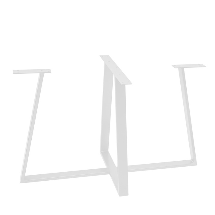 Set Picior Masa Rotunda sau Ovala Dining - Conferinta, Stil Scandinav Trapez, Vopsire in camp electrostatic, Finisaje Premium, BalustradeTM, Metal Alb H 72 cm x 100 x 60 cm x 6 cm