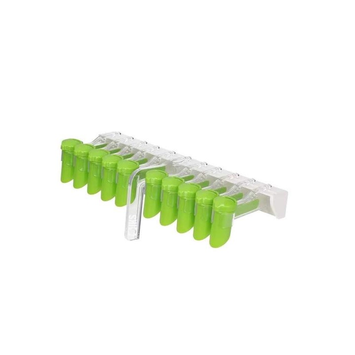 Organizator SIKS Pentru Plicuri De Condimente, 10 Cleme, Cu Suport Pentru Montare Pe Perete, Transparent/Verde