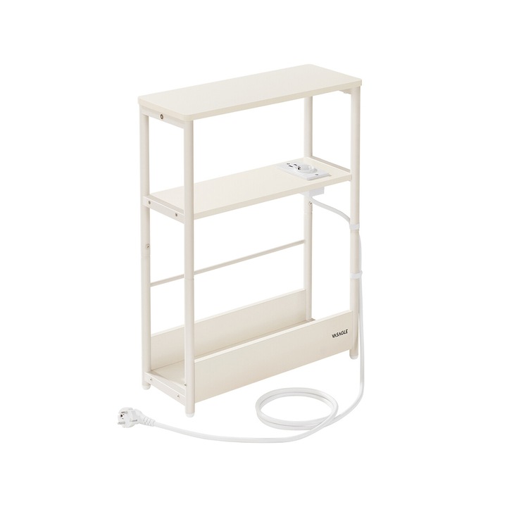 Noptiera VASAGLE, 3 niveluri, alb, 18x45x58cm, cu statie de incarcare