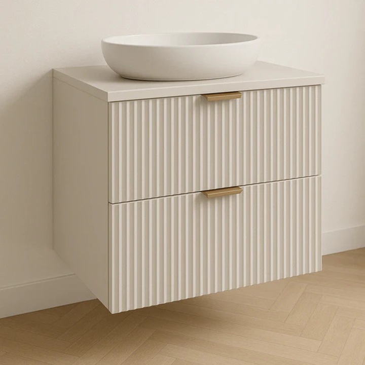 Dulap pentru lavoar Wena Meble, fronturi canelate Willy, 60x60x47 cm, Casmir