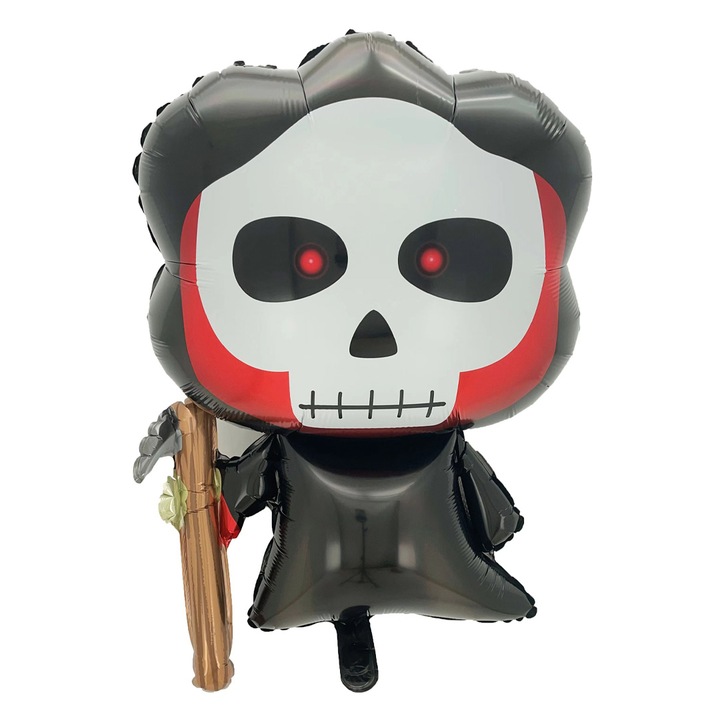 Fólia lufi Halloween dekorációhoz, Kaszás, LY-2439-24, fekete, 50,5 x 74 cm