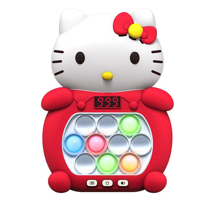 Joc interactiv Pop-It Electronic/Consola, antistres, cu sunete si lumini de diferite culori, Hello Kitty cu afisaj, rosu, SALLMA®