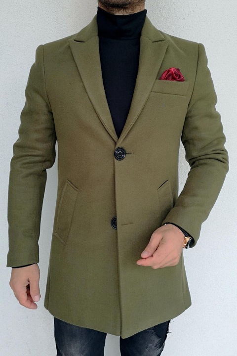 Palton barbati, Sunt Romanesc- Atelier de croitorie, stofa groasa captusit cu matlasata, casual, vernil S