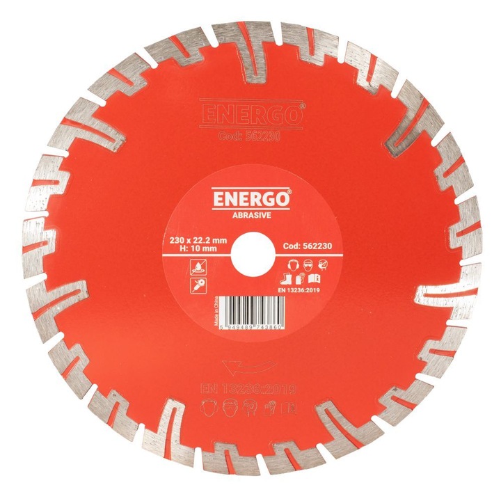 Disc diamantat taiere ABRASIVE 230x22.2mm M40 sector cu pastile standard BCA tencuiala sapa calcar caramida Energo