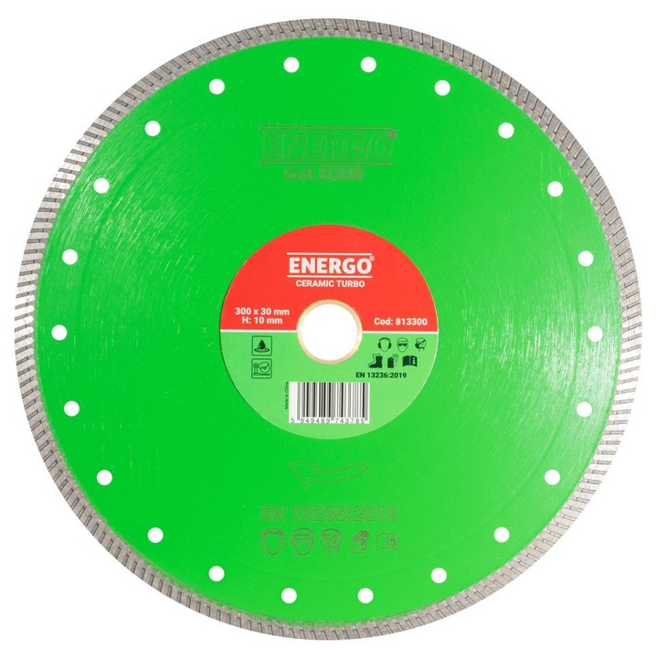 Disc diamantat taiere CERAMIC TURBO 300x30.0mm (25, 4 mm) GK sector continuu -turbo gresie/faianta-portelan ceramica-dura marmura granit Energo