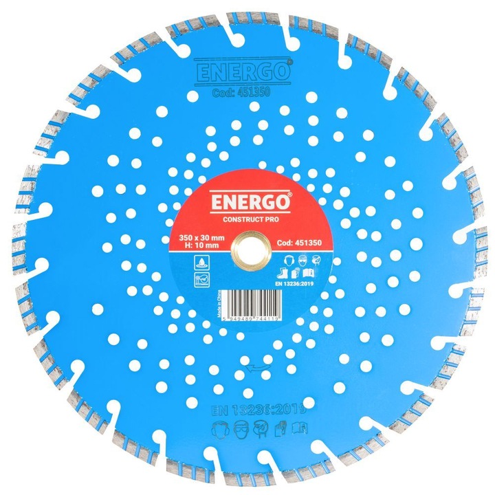 Disc diamantat taiere CONSTRUCT PRO 350x30 mm (25.4 si 20 mm) T20 sector cu pastile-turbo beton-armat pavele boltari mozaic caramida Energo