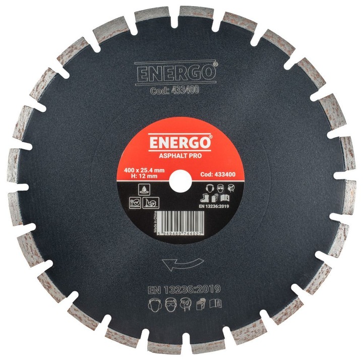 Disc diamantat taiere ASPHALT PRO 400x25.4mm A40 sector standard cu pastile asfalt beton-proaspat Energo