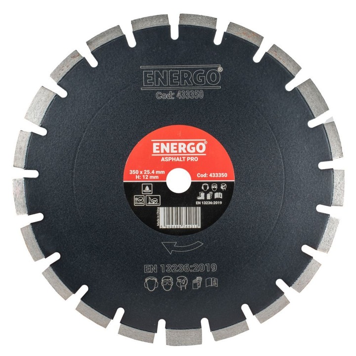 Disc diamantat taiere ASPHALT PRO 350x25.4mm A40 sector standard standard cu pastile asfalt beton-proaspat Energo