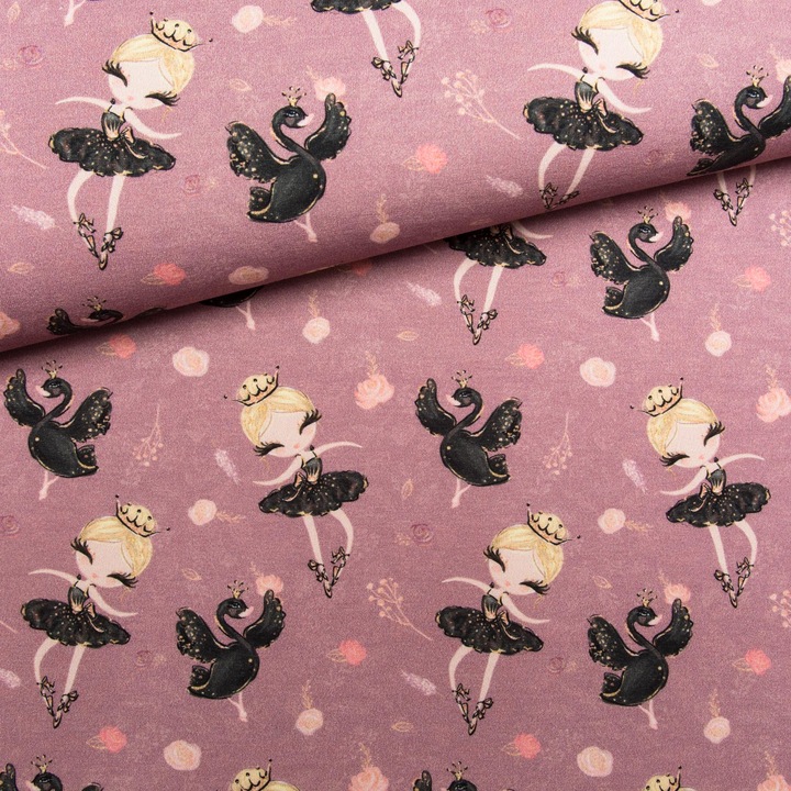 Material textil, Bumbac imprimat Balerini violet, bumbac 100%