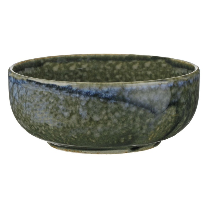 Bol rotund ceramic verde olive albastru pentru alune sos 225ml