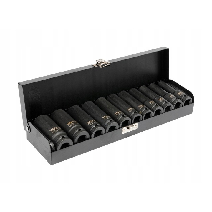 11 db ütvecsavarozó készlet 1/2" Yato, 10-24mm, CrMo SCM-440, 2,7 kg