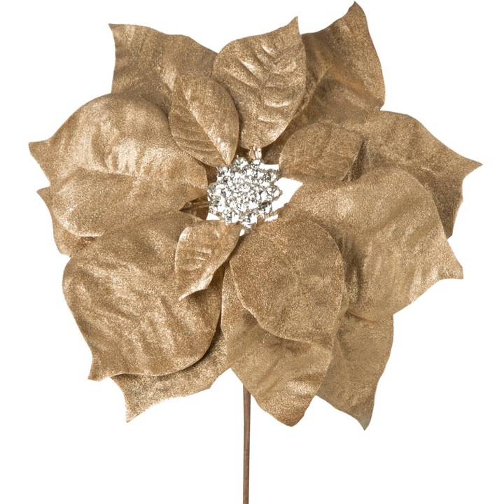 Floare de Craciun Steaua Betleemului decorata cu cristale stralucitoare ∅ 22 x 14 cm Eurofirany auriu