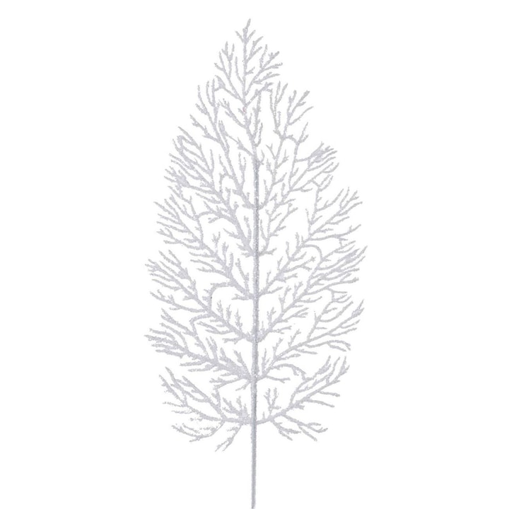 Crenguta Decorativa Craciun, Feriga Alba, Glitter Argintiu, 71 cm