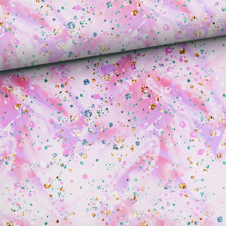 Material textil, Bumbac imprimat Combinatie roz (Sirene), bumbac 100%