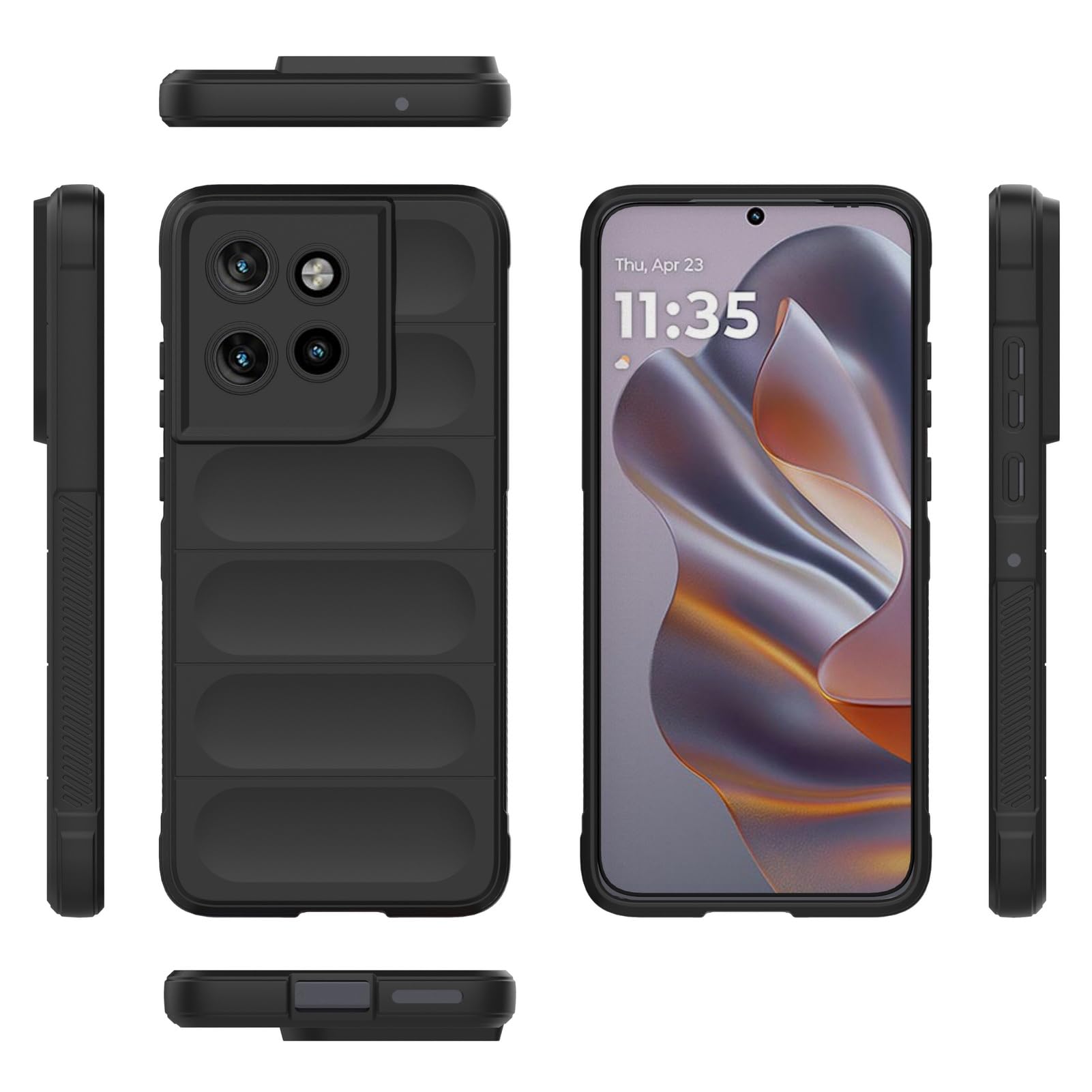 Husa telefon, pentru Motorola Edge 50 Neo 5G Heavy Duty 3D cu dungi senzoriale Soft Silicone Full Portection Rezistent la socuri, Negru intens