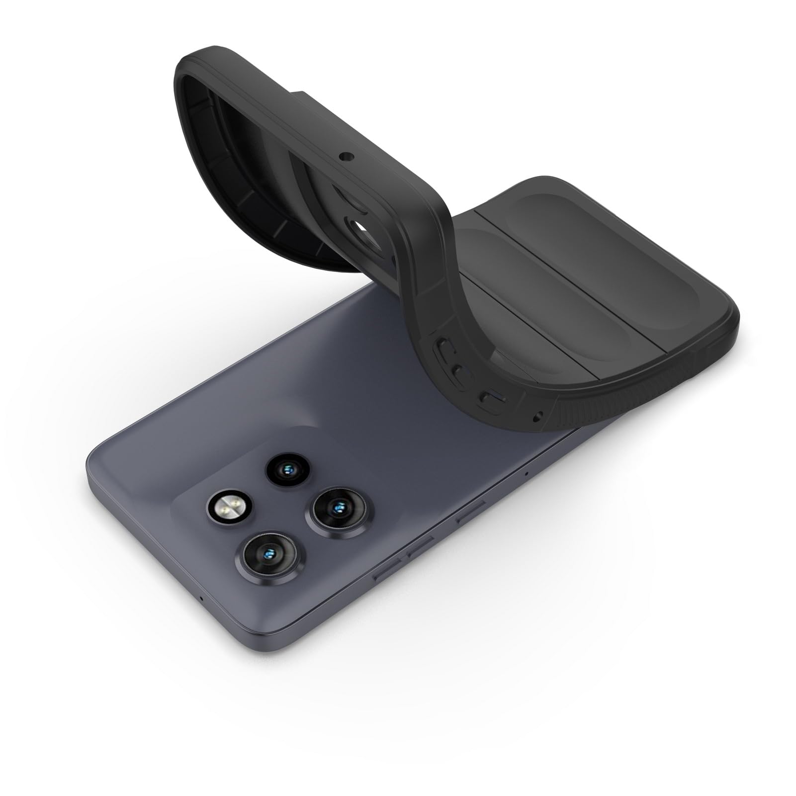 Husa telefon, pentru Motorola Edge 50 Neo 5G Heavy Duty 3D cu dungi senzoriale Soft Silicone Full Portection Rezistent la socuri, Negru intens